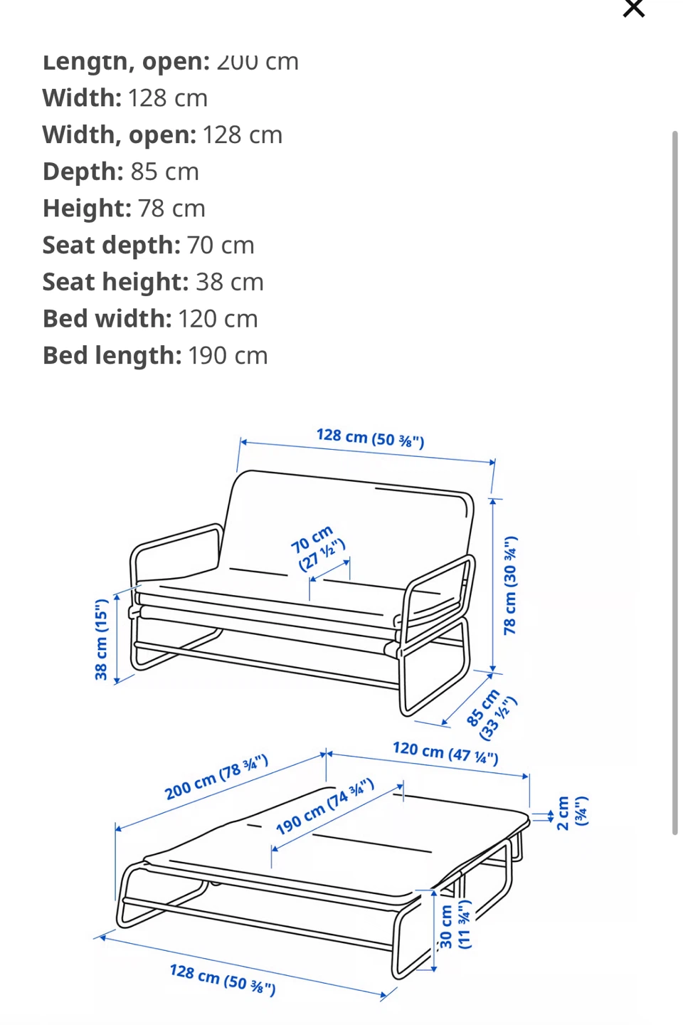 Ikea HAMMARN Metal Foldable Futon/ Sofa Bed - photo 3