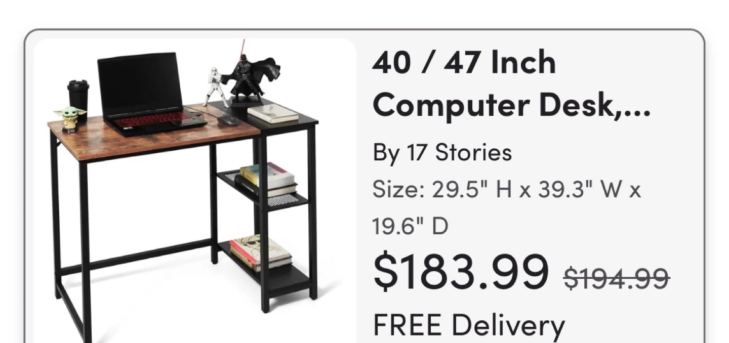 Caphaus Computer Desk with Shelves - 40 Inch