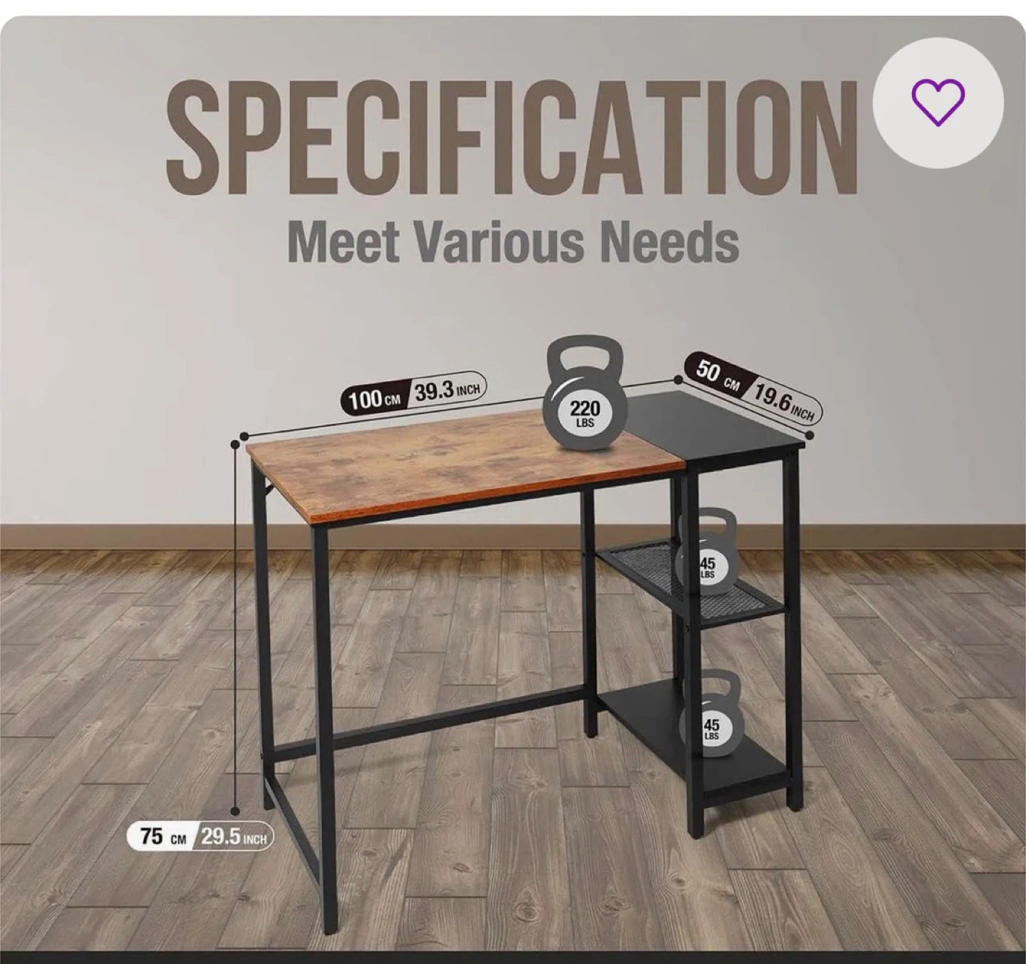 Caphaus Computer Desk with Shelves - 40 Inch - photo 4