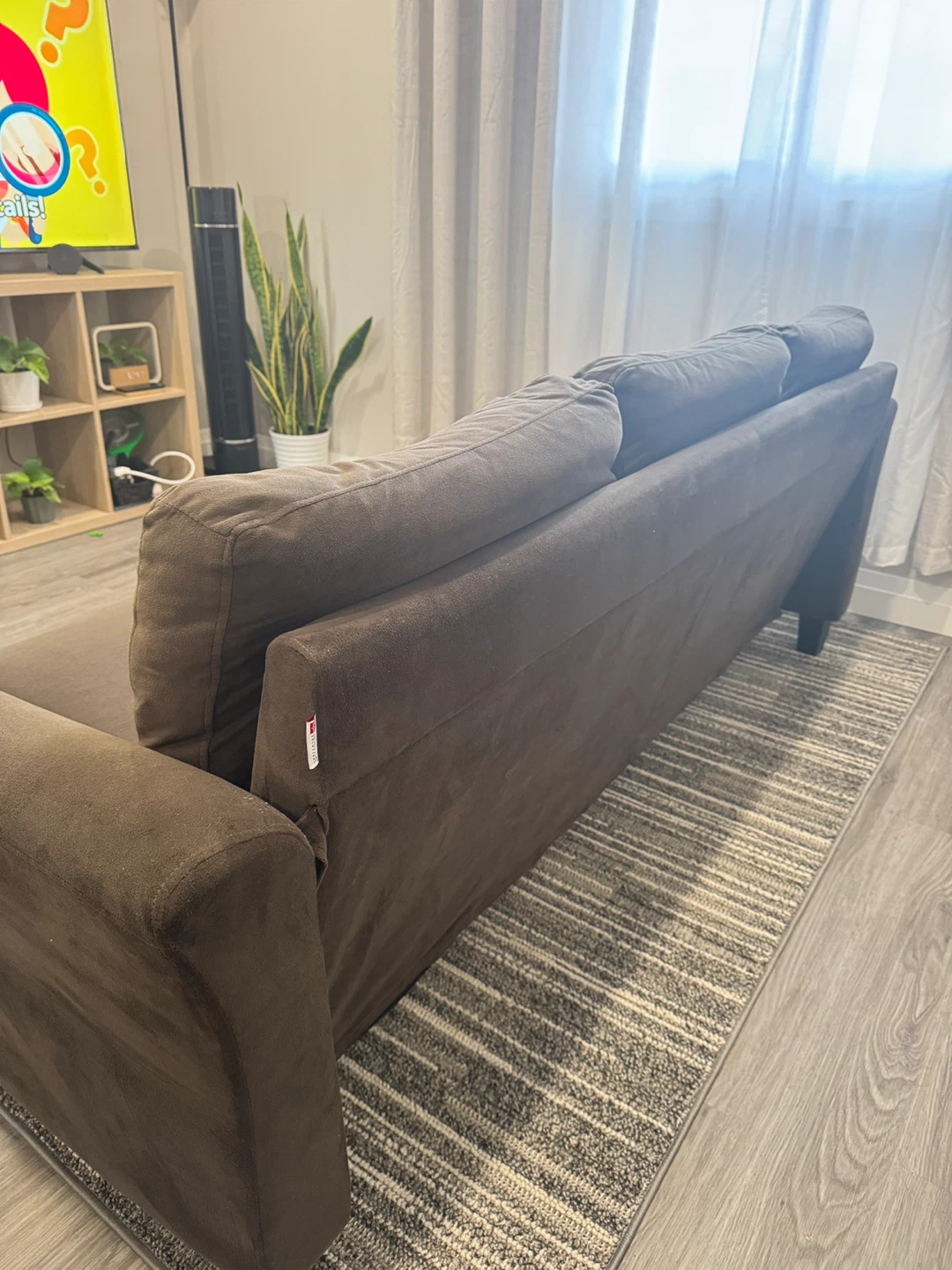 Dark Brown Three-Seater Sofa - photo 2