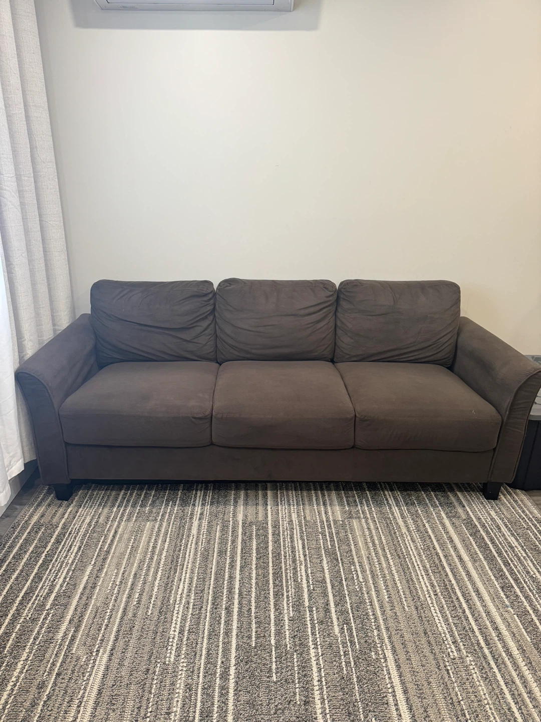 Dark Brown Three-Seater Sofa