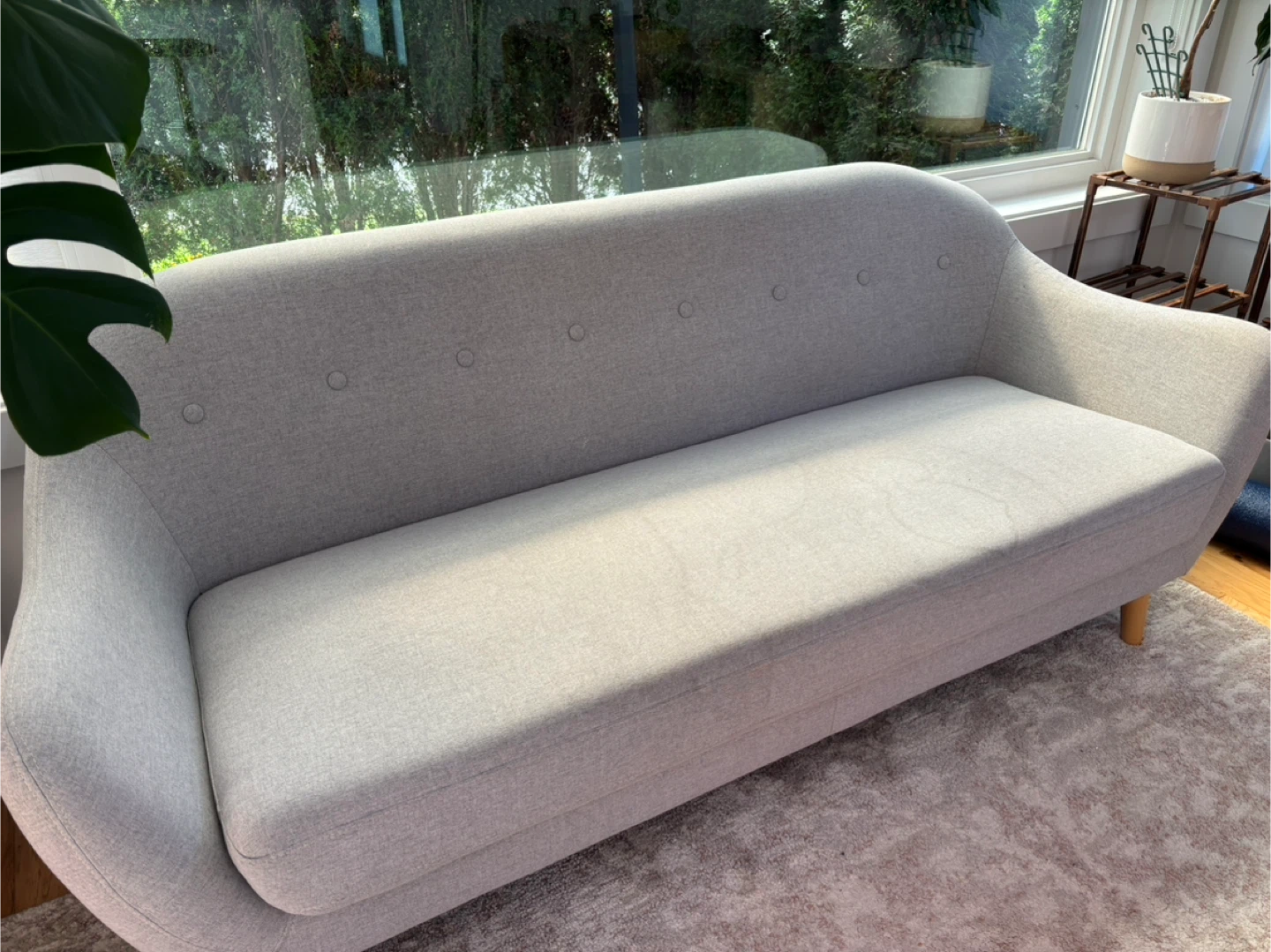 Light Gray Upholstered Loveseat Sofa