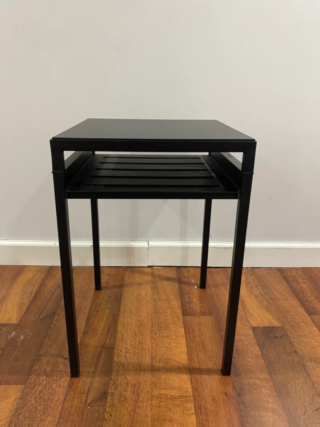 Black Metal Side Table with Shelf