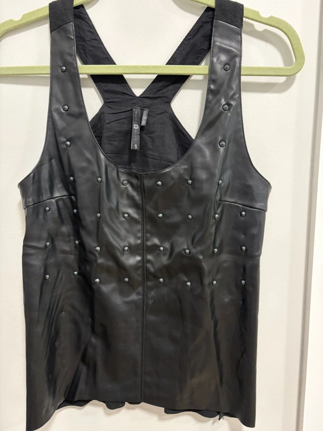 Kill City Studded Faux Leather Tank Top Size S