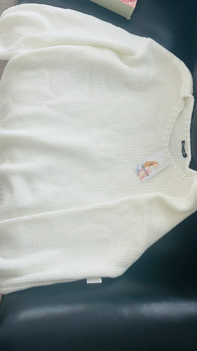 PrettyGarden White Knit Sweater - Size L