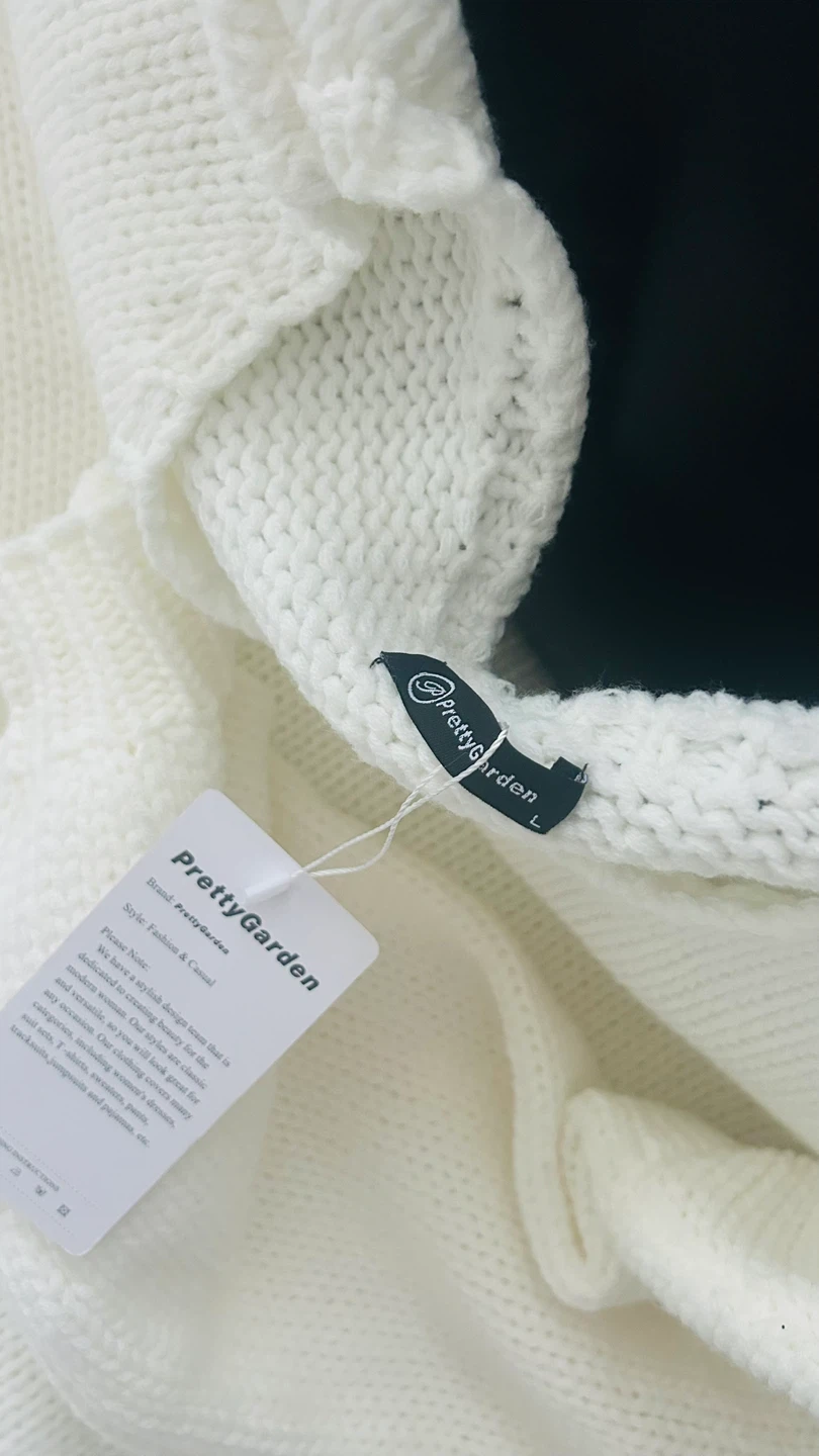PrettyGarden White Knit Sweater - Size L - photo 5