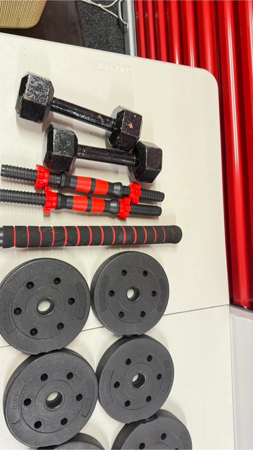 Adjustable Dumbbell Set with Weight Plates and Barbell Handles