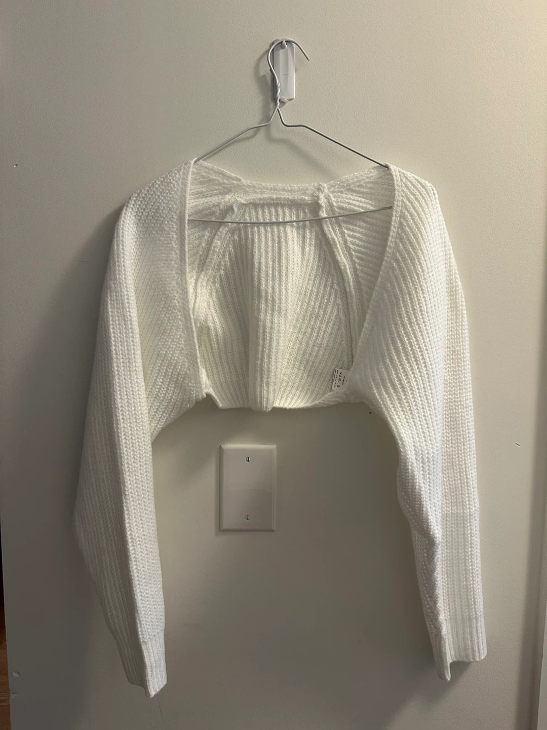 White Cropped Knit Sweater - photo 3