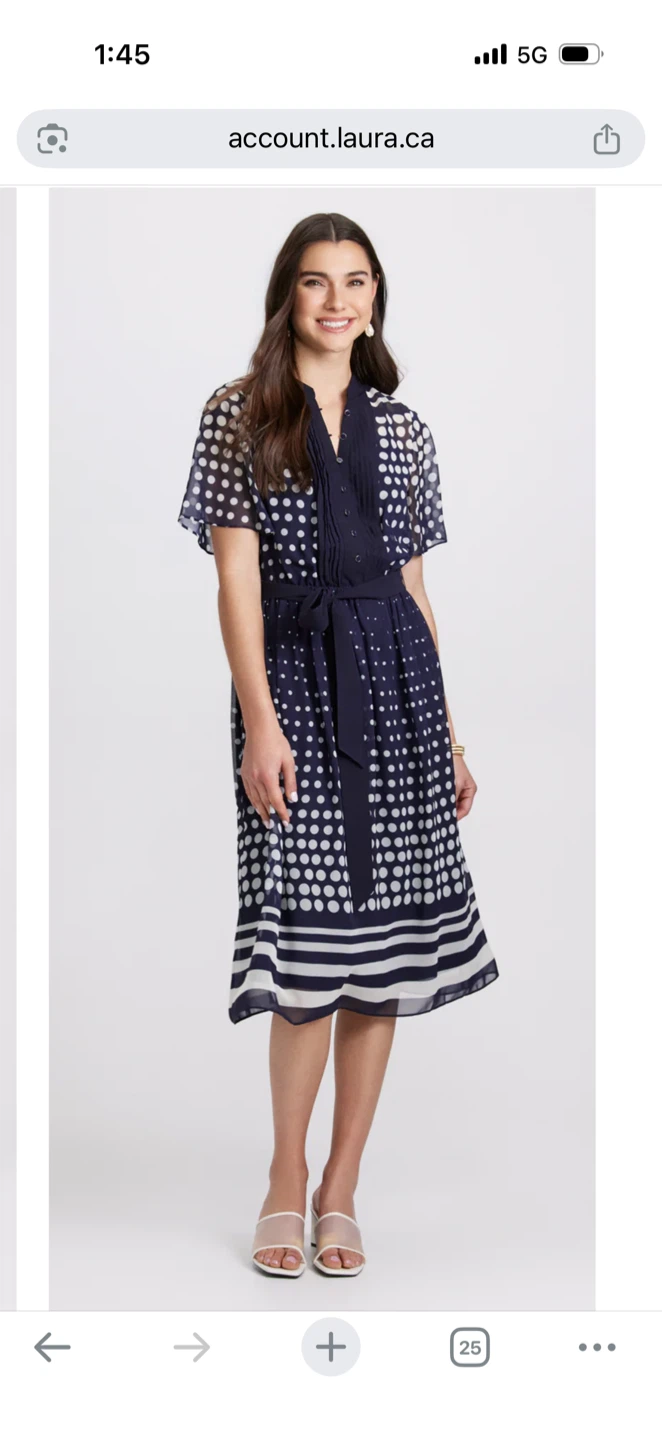 Laura Women's Navy Polka Dot Midi Dress