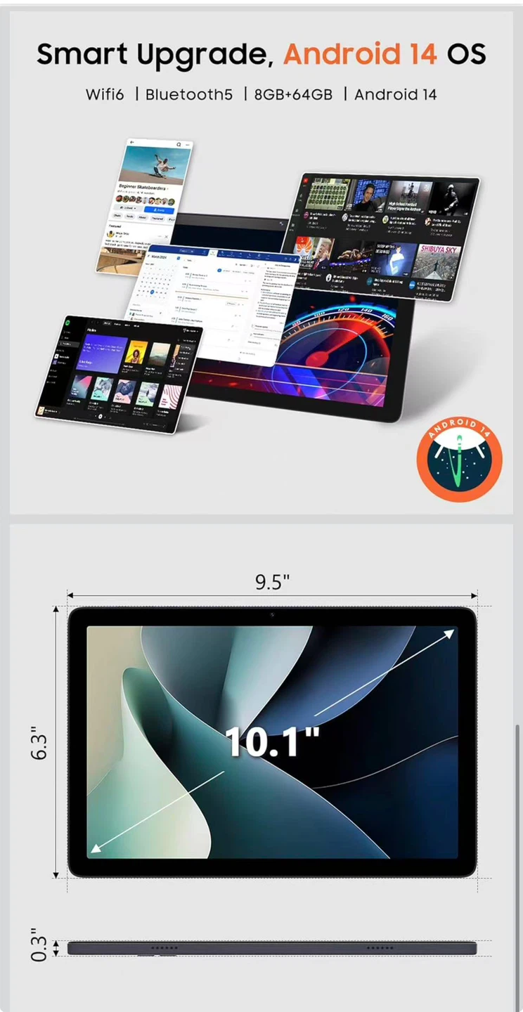 Tablet 10.1" Android 14 8GB RAM 64GB ROM - photo 4