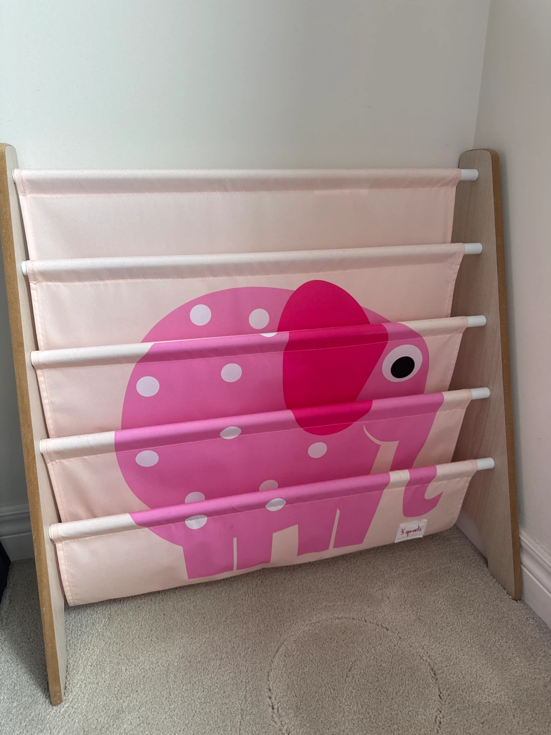 3 Sprouts Pink Elephant Book Rack
