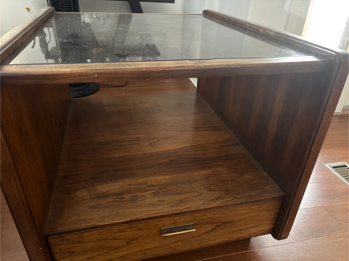 Vintage Wood and Glass Side Table - photo 2