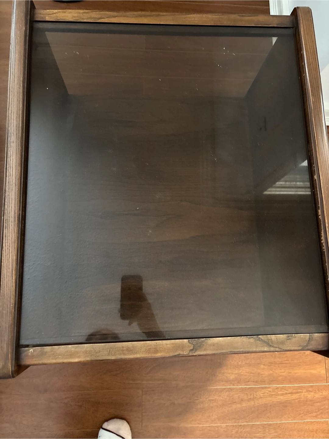 Vintage Wood and Glass Side Table