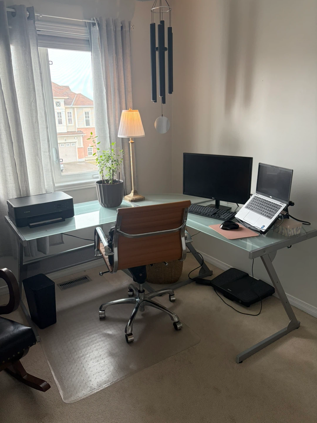 Glass L-Shaped Desk