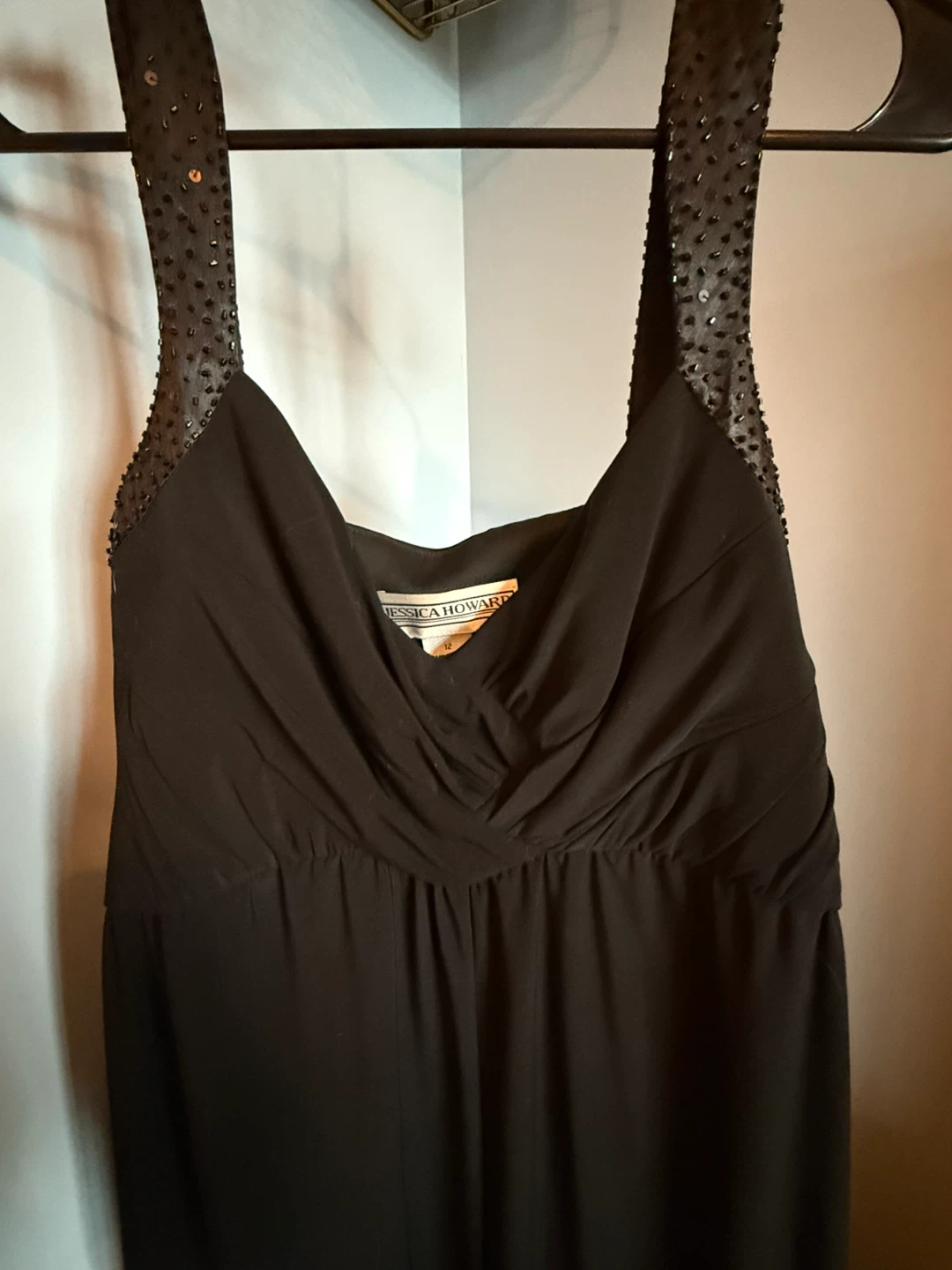 Jessica Howard Black Beaded Strap Dress Size 12