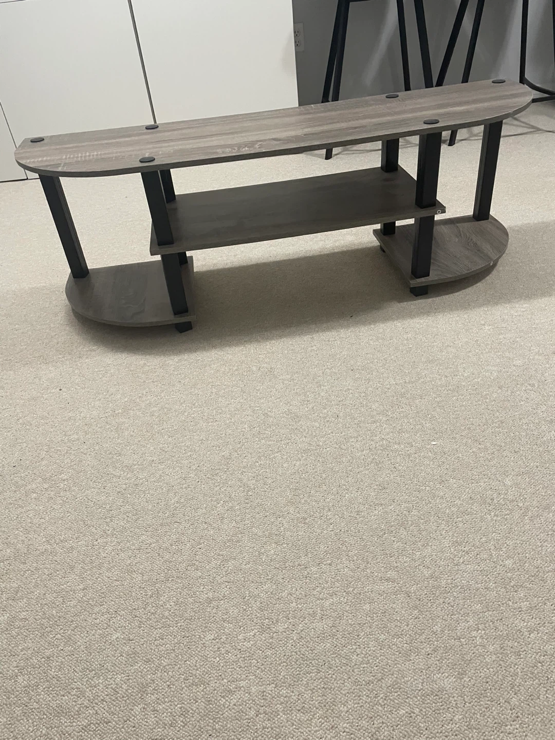 Curved Media Console with 2 Shelves