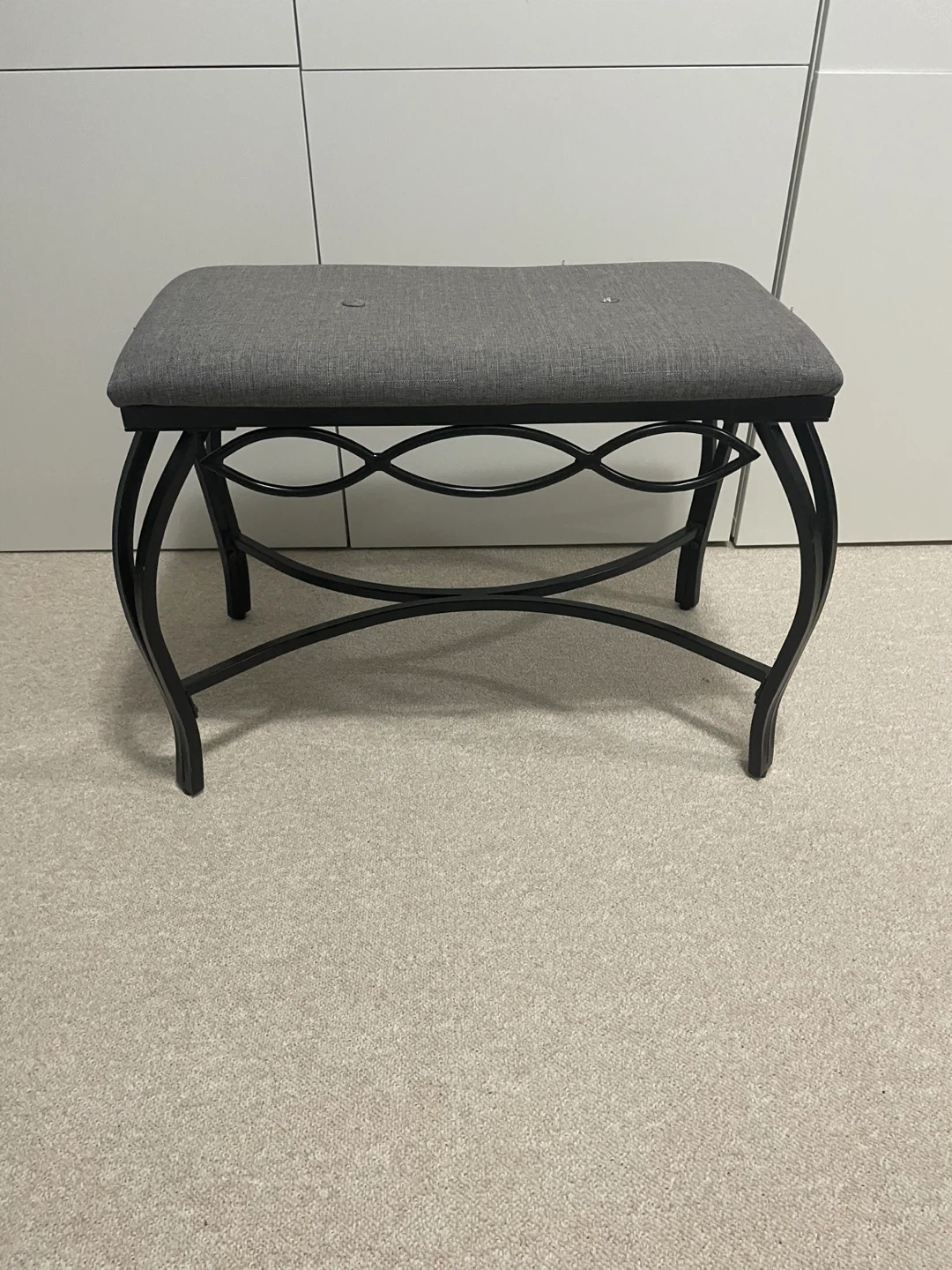 Grey Upholstered Vanity Stool