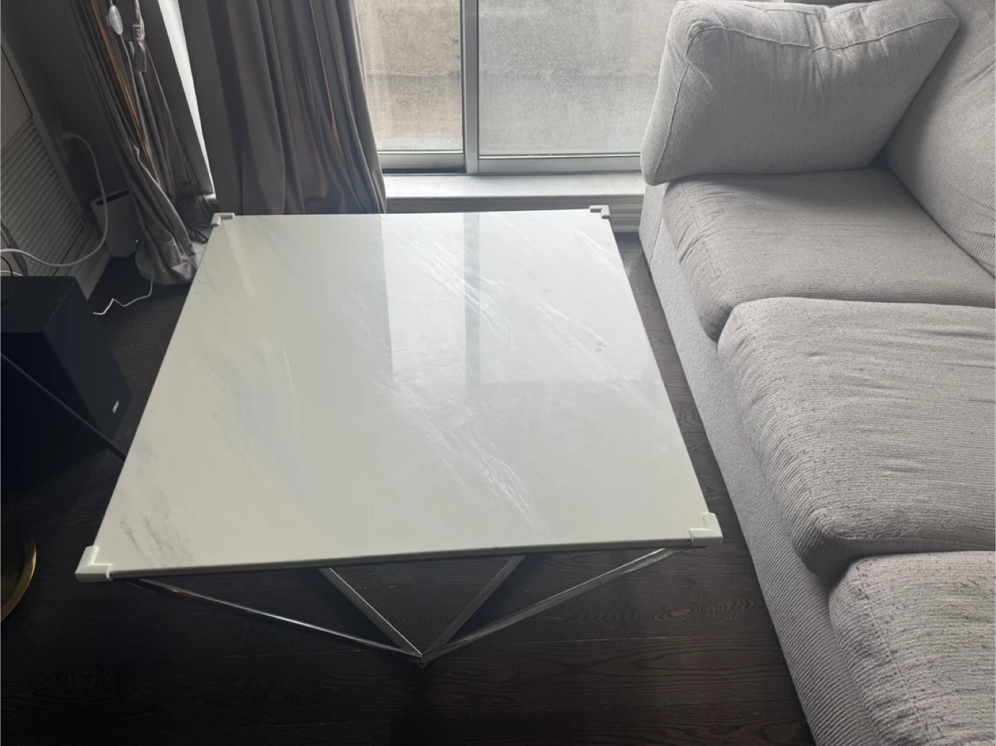 White Coffee Table with Chrome Base - photo 2