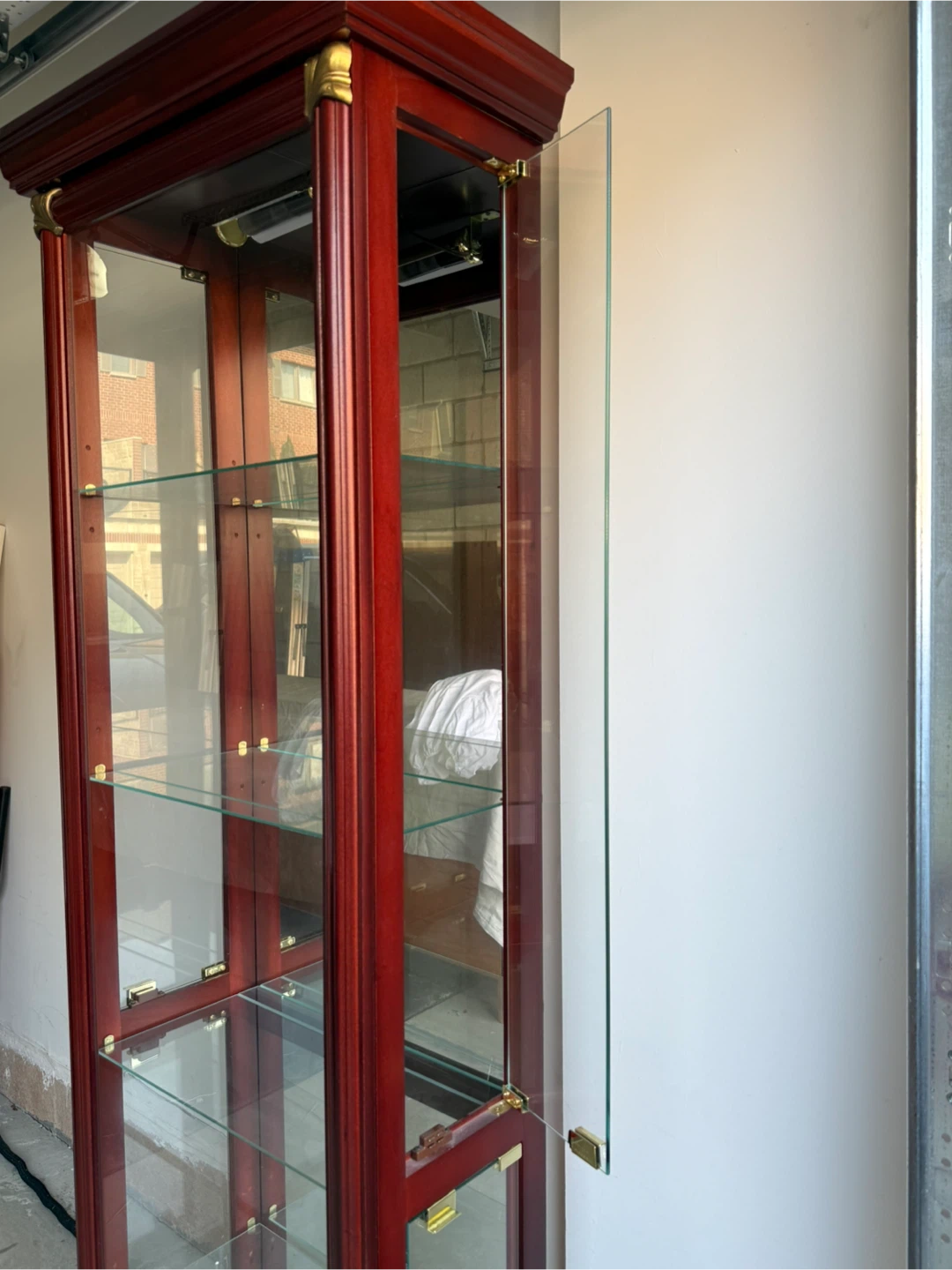 Cherry Wood Glass Display Cabinet - photo 3