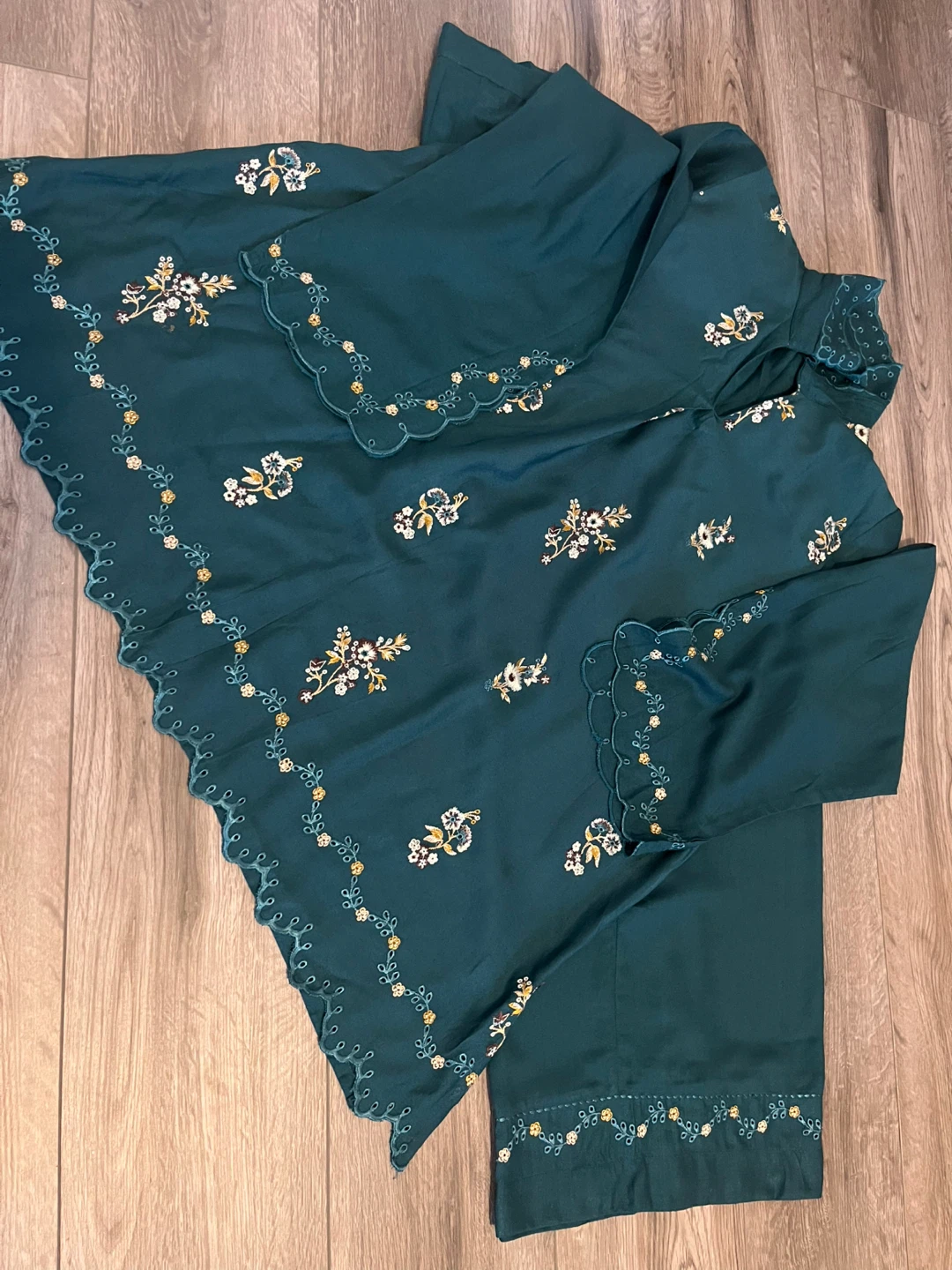 Teal Embroidered Shalwar Kameez Set