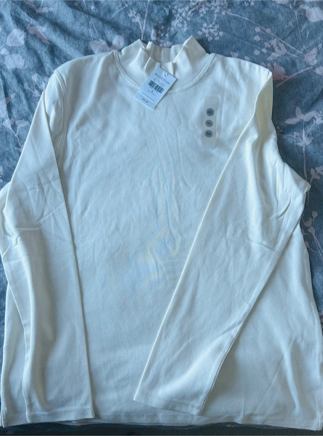Northern Reflections Cream Mock Neck Long Sleeve Shirt - XL