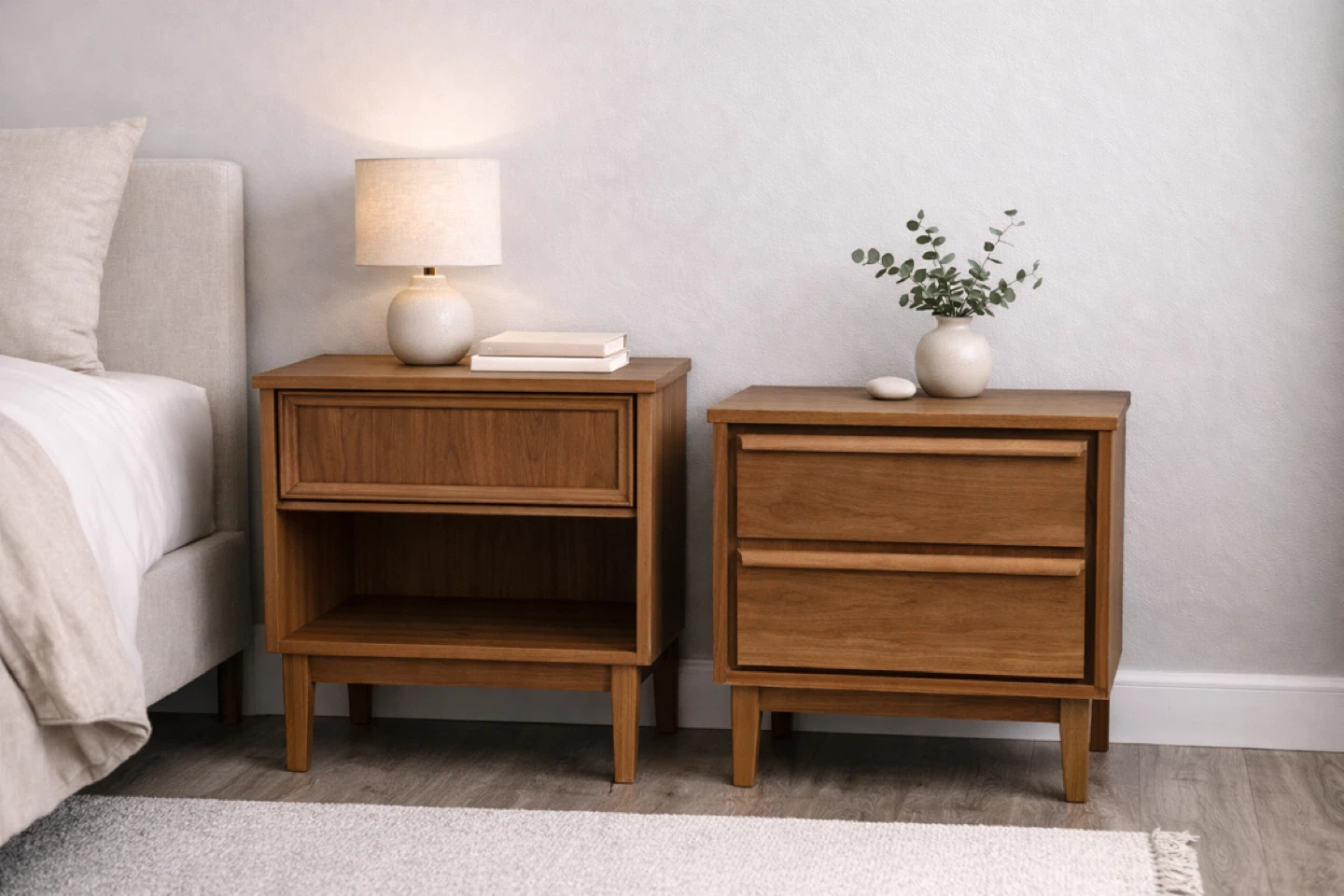 ✨ Mid-Century Modern Walnut Nightstands – Matching Set✨