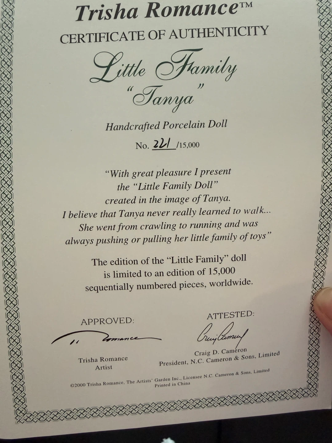 NIB COA Trisha Romance Little Family “Tanya”– Limited Edition - photo 2