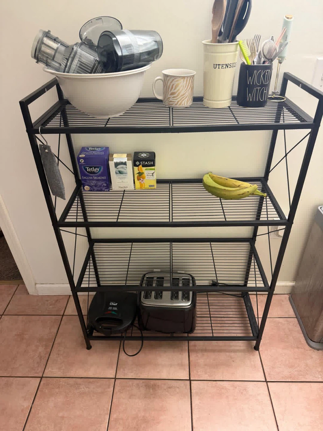 Black Metal 4-Tier Folding Shelf Unit - photo 2