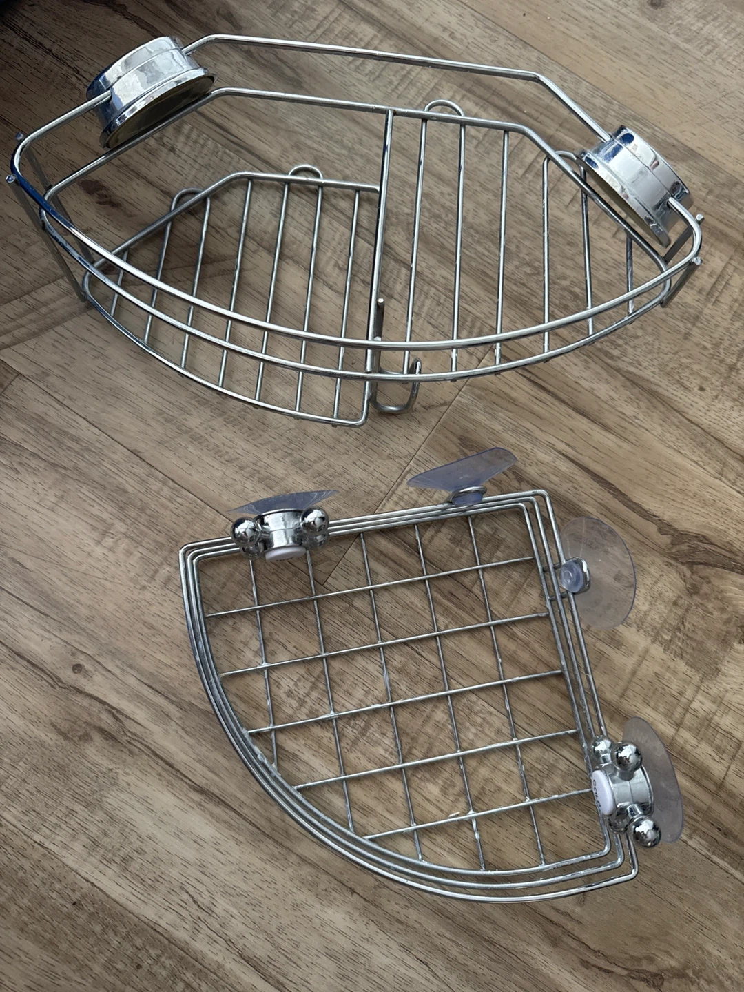 2 x Chrome Corner Shower Caddy Organizers