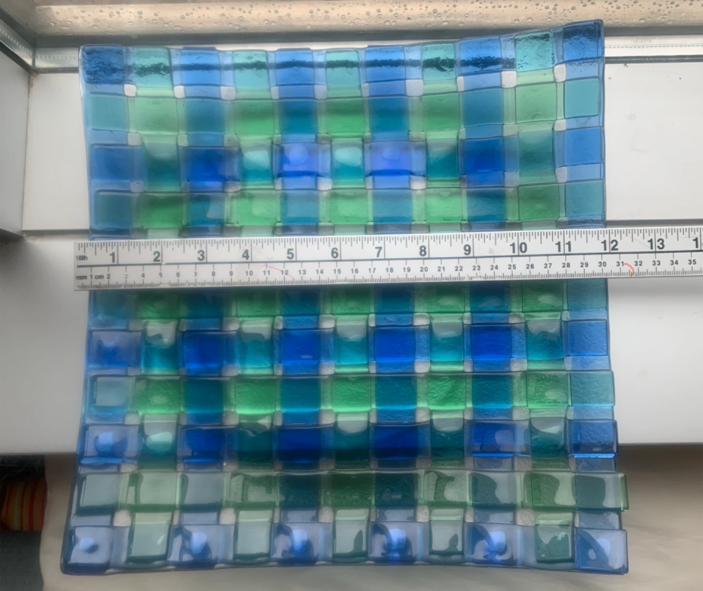 Blue Green Woven Glass Decorative Platter - photo 3