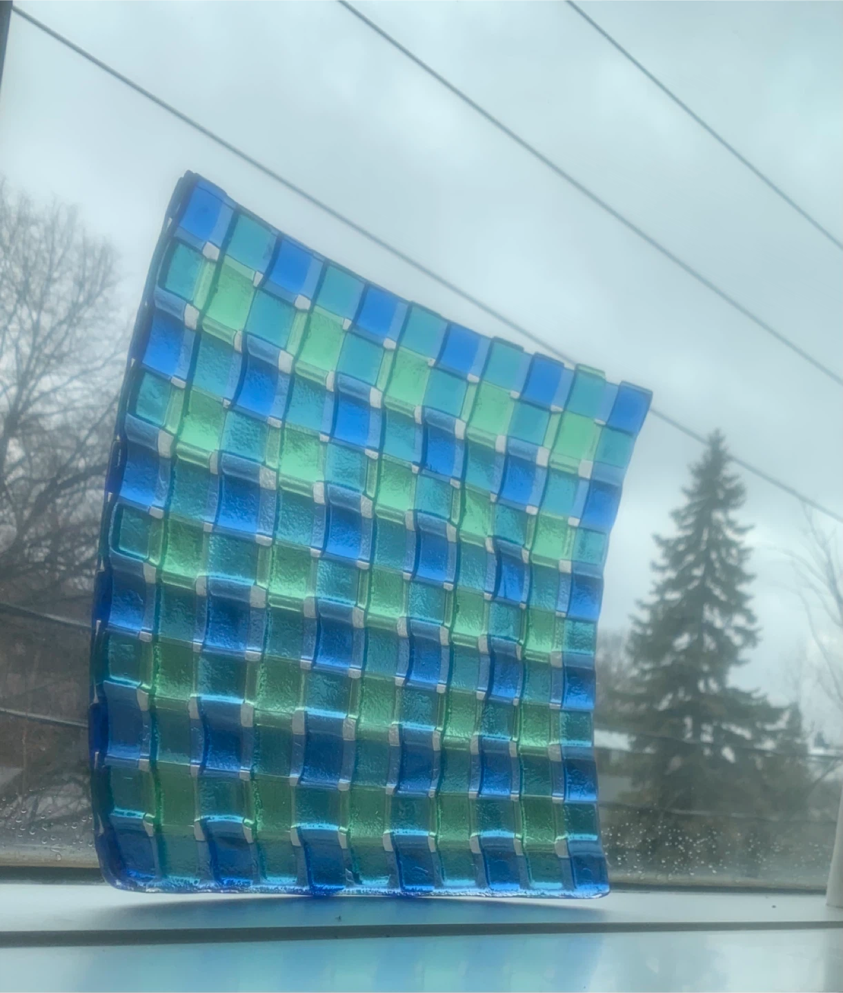 Blue Green Woven Glass Decorative Platter - photo 2
