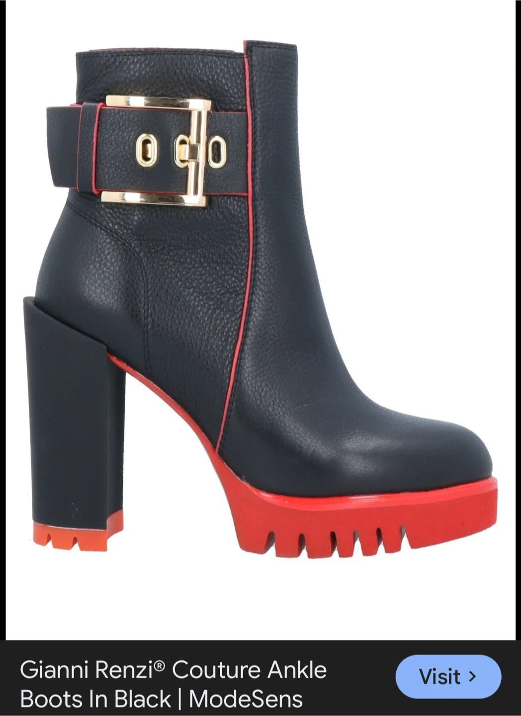 Gianni Renzi Couture Ankle Boots - Black/Red