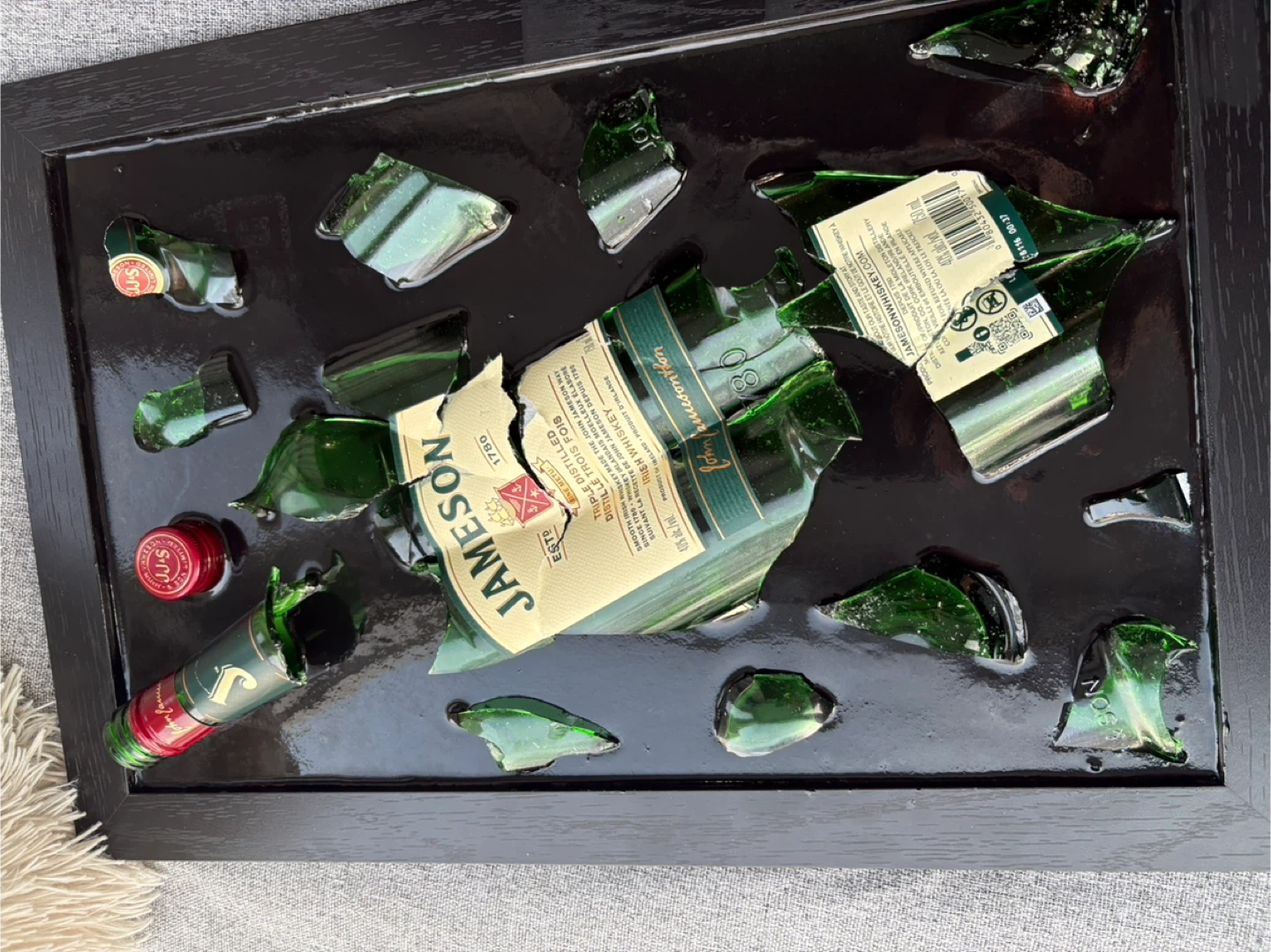 Framed Jameson Irish Whiskey Broken Bottle Art - photo 2