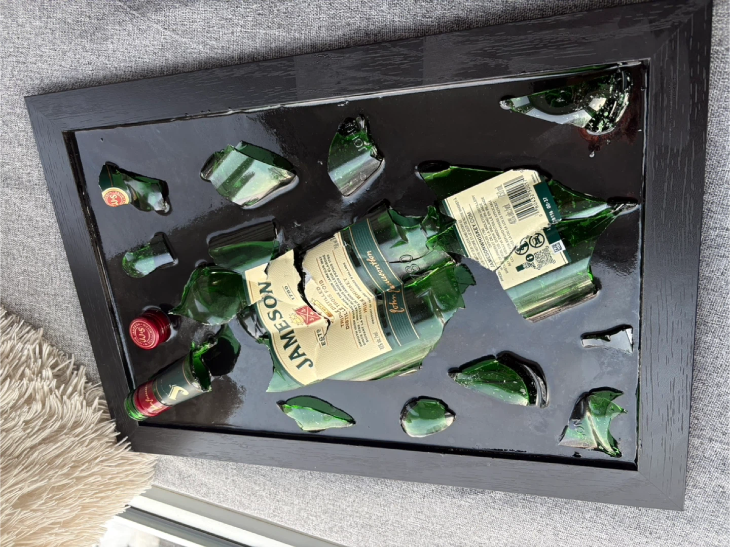 Framed Jameson Irish Whiskey Broken Bottle Art - photo 3