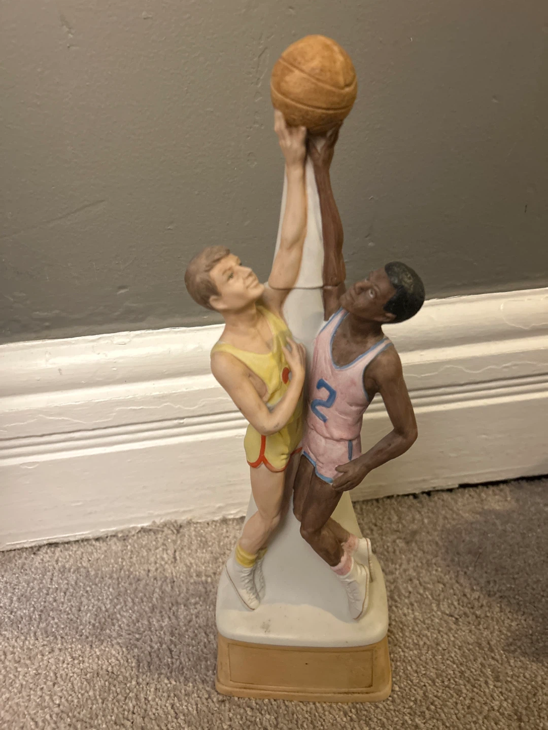 Lion Stone Sculptured Porcelain Basketball Decanter 1974