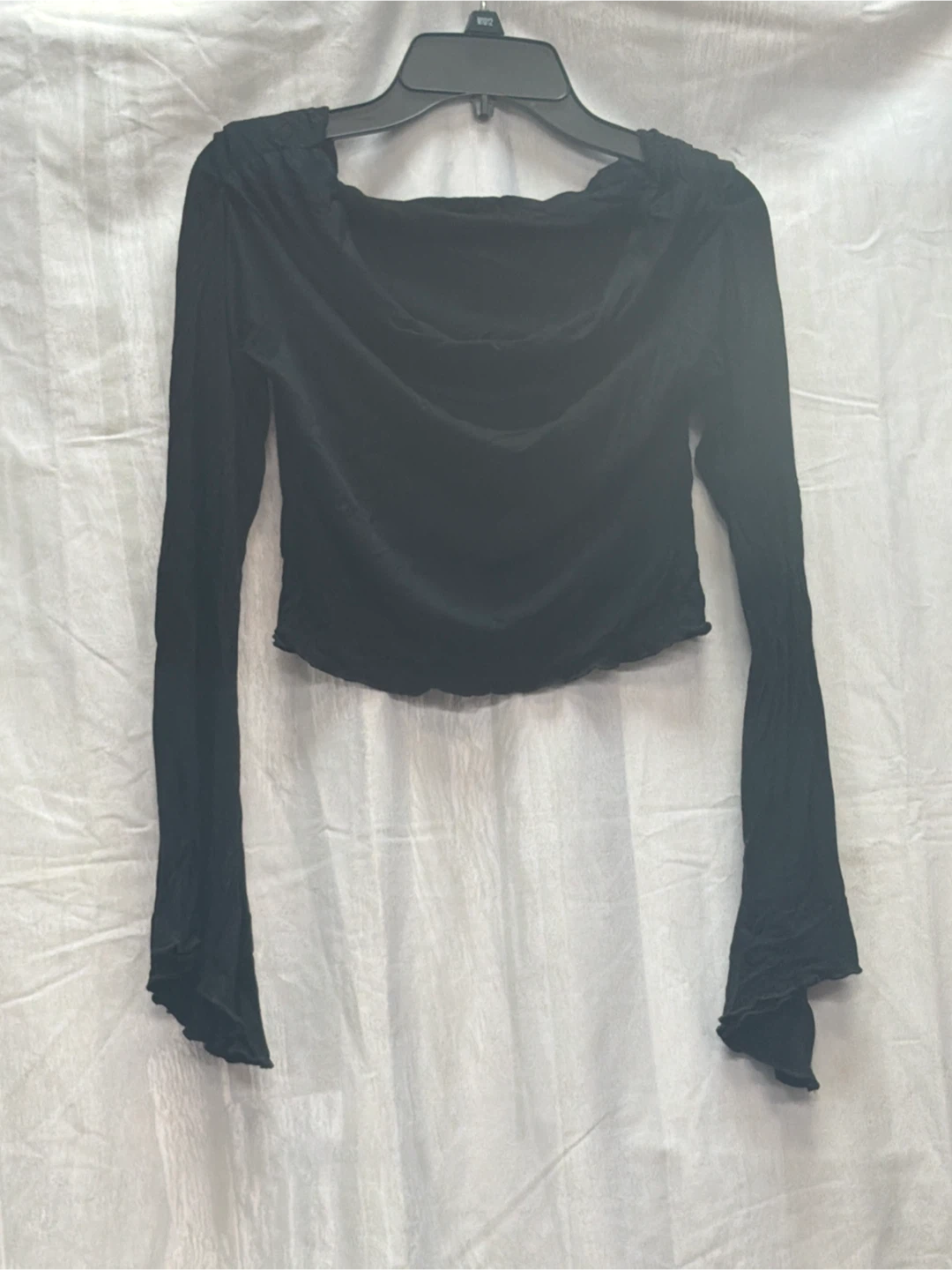 Black Long Sleeve Off-the-Shoulder Top