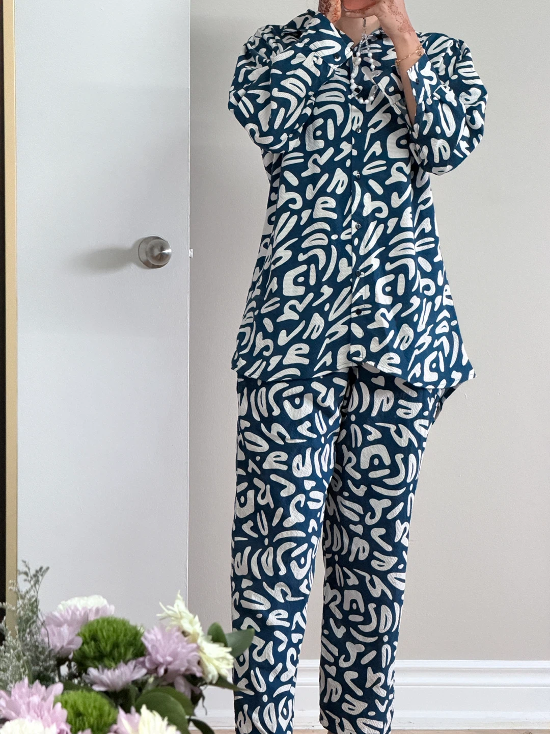 Blue and White Patterned cord Set - photo 2
