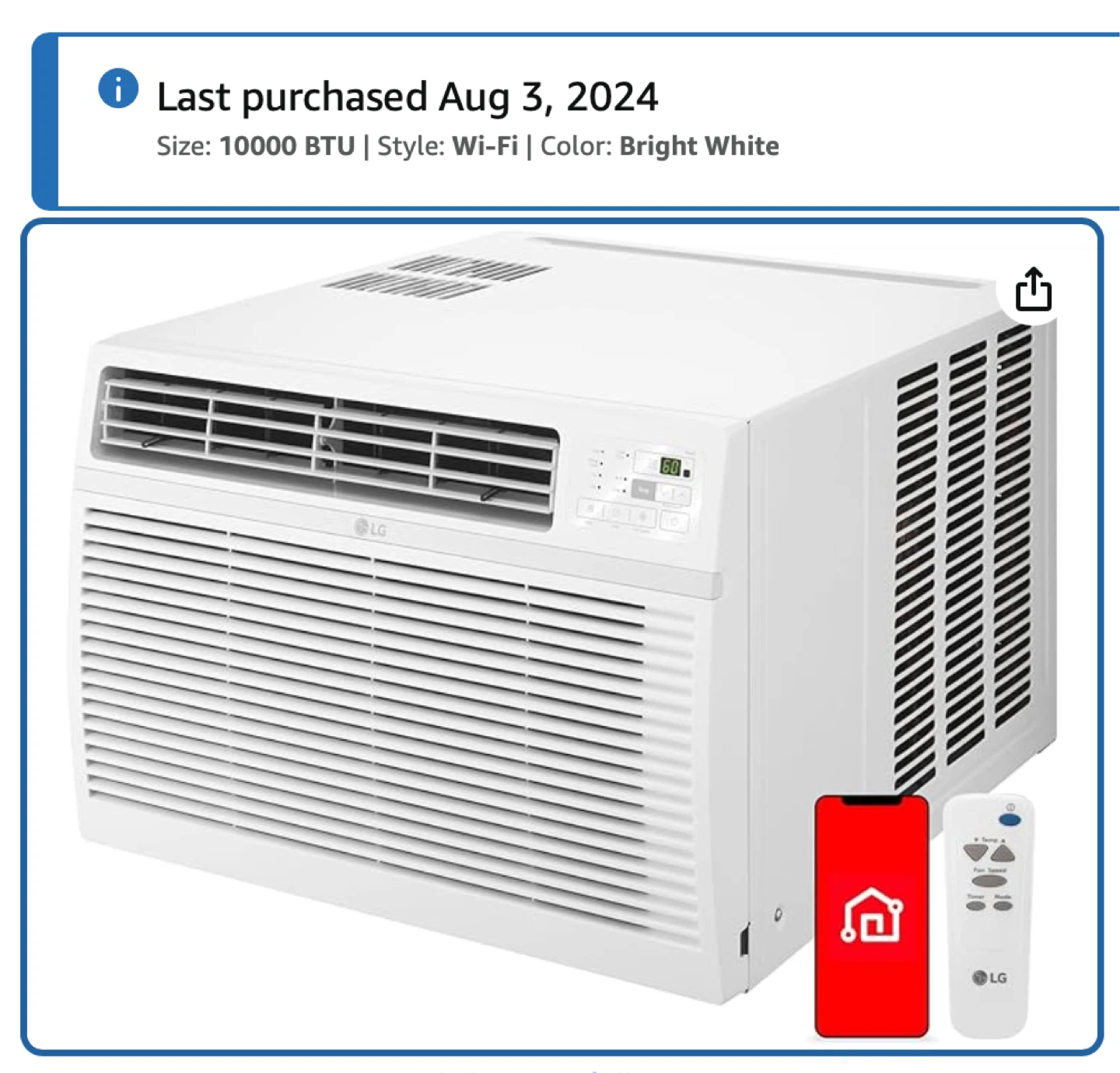 LG 10000 BTU Wi-Fi Window Air Conditioner - Bright White