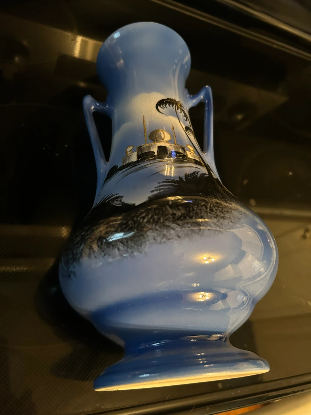 Blue Decorative Vase with Landscape Scene - photo 2