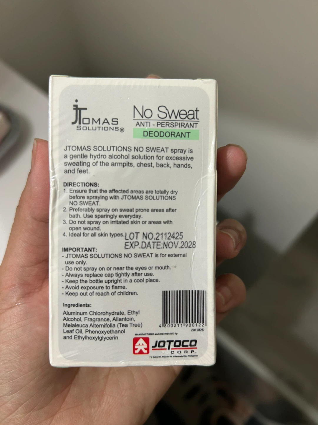 Jtomas Solutions No Sweat Anti-Perspirant Deodorant Spray 50mL - photo 2