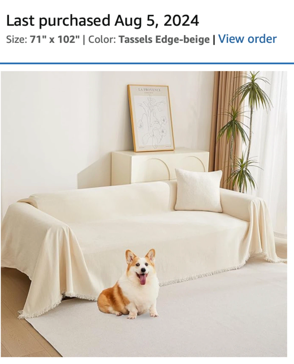 Beige Tassel Edge Sofa Throw Blanket 71" x 102"