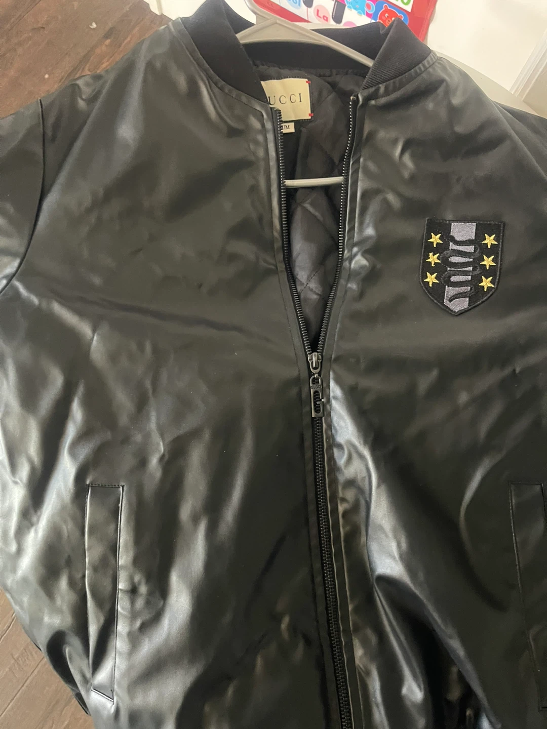 Gucci Black Bomber Jacket with Tiger Embroidery - Medium