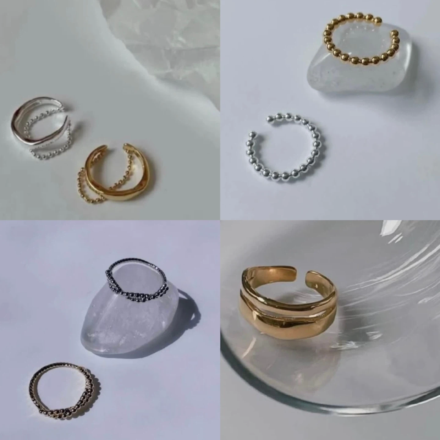 (NEW)Set of 7 Fashion Rings (Gold & Silver)