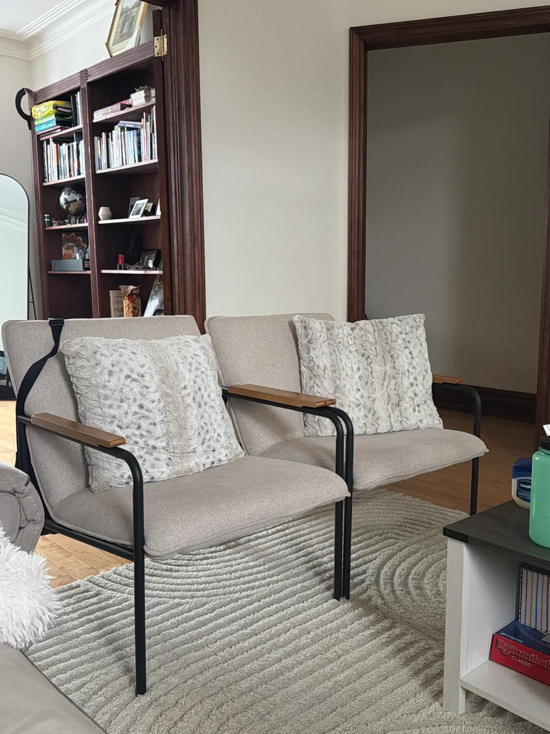 Set of 2 Modern Accent Chairs with Wooden Arms