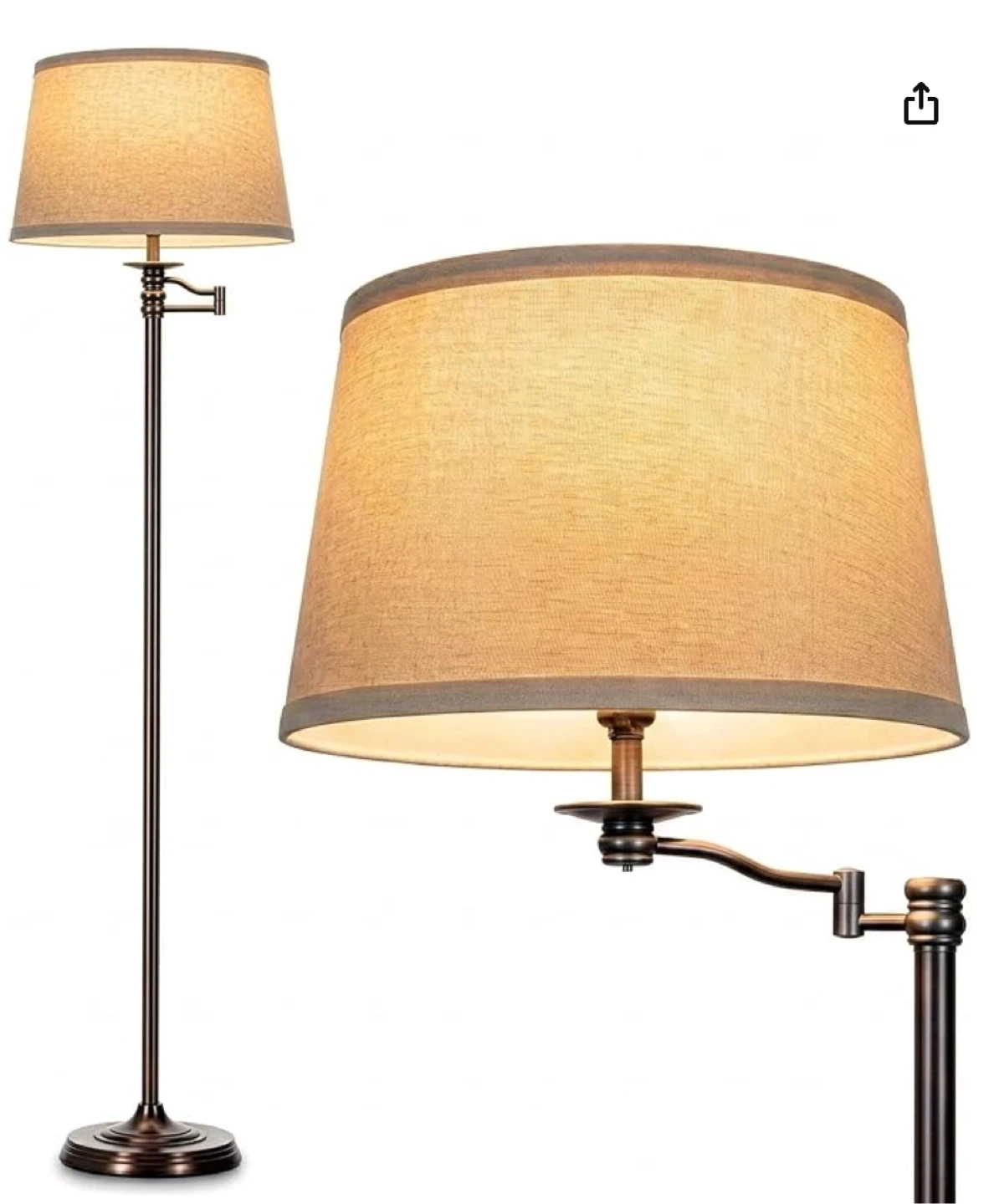 Adjustable Floor Lamp with Beige Drum Shade