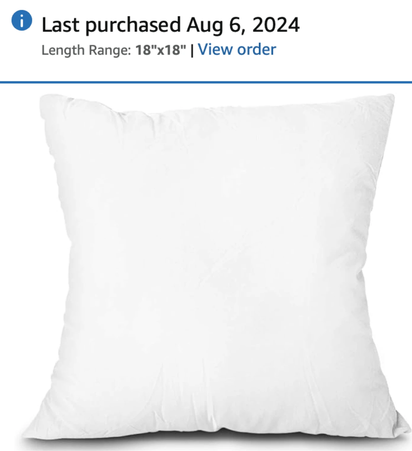 White Pillow Insert 18"x18"