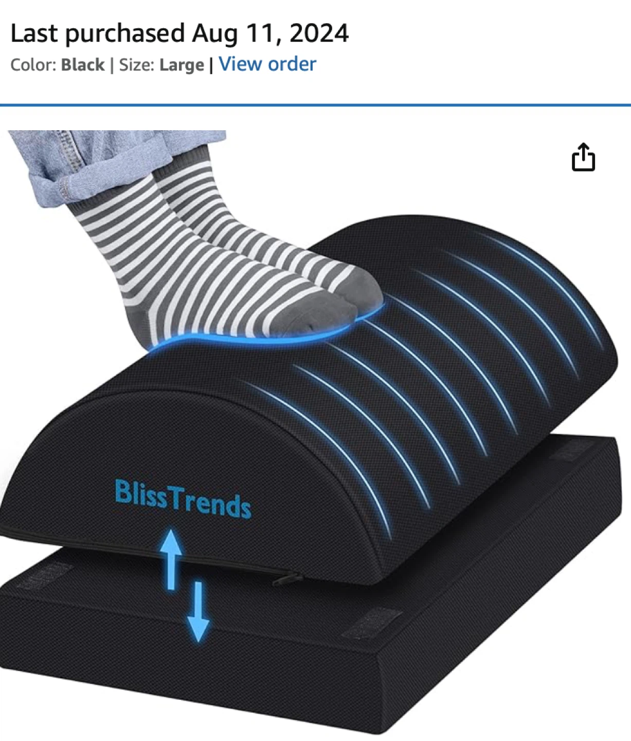BlissTrends Ergonomic Foot Rest - Large, Black