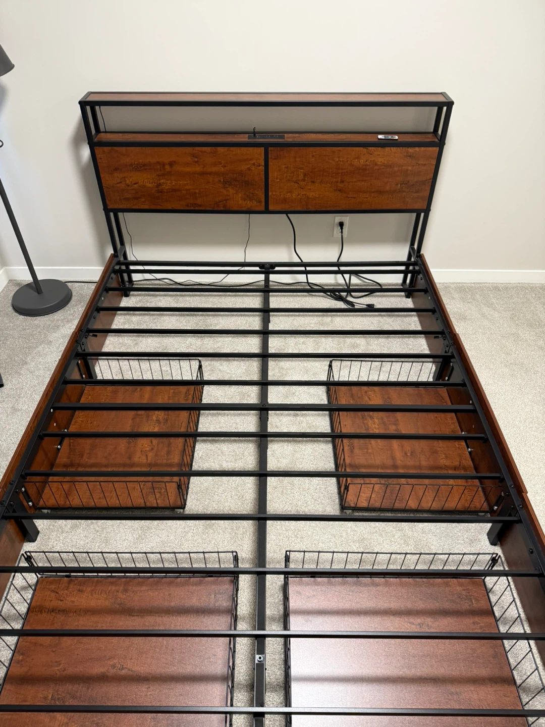 Queen Size Platform Bed Frame with 4 Bedside Drawers - photo 2
