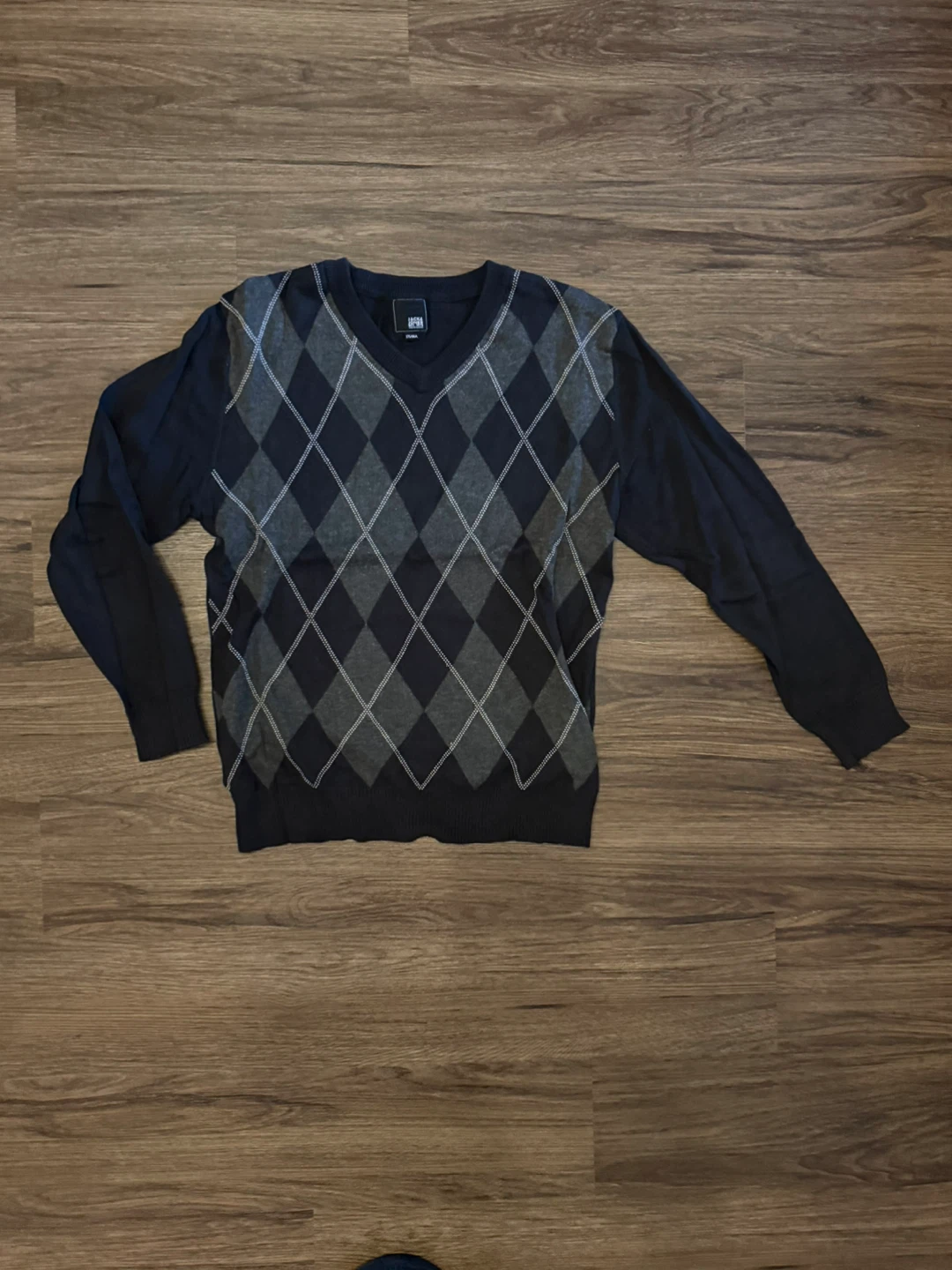 Jack & Jones Argyle V-Neck Sweater - Navy/Grey - Size 175/96A - photo 2