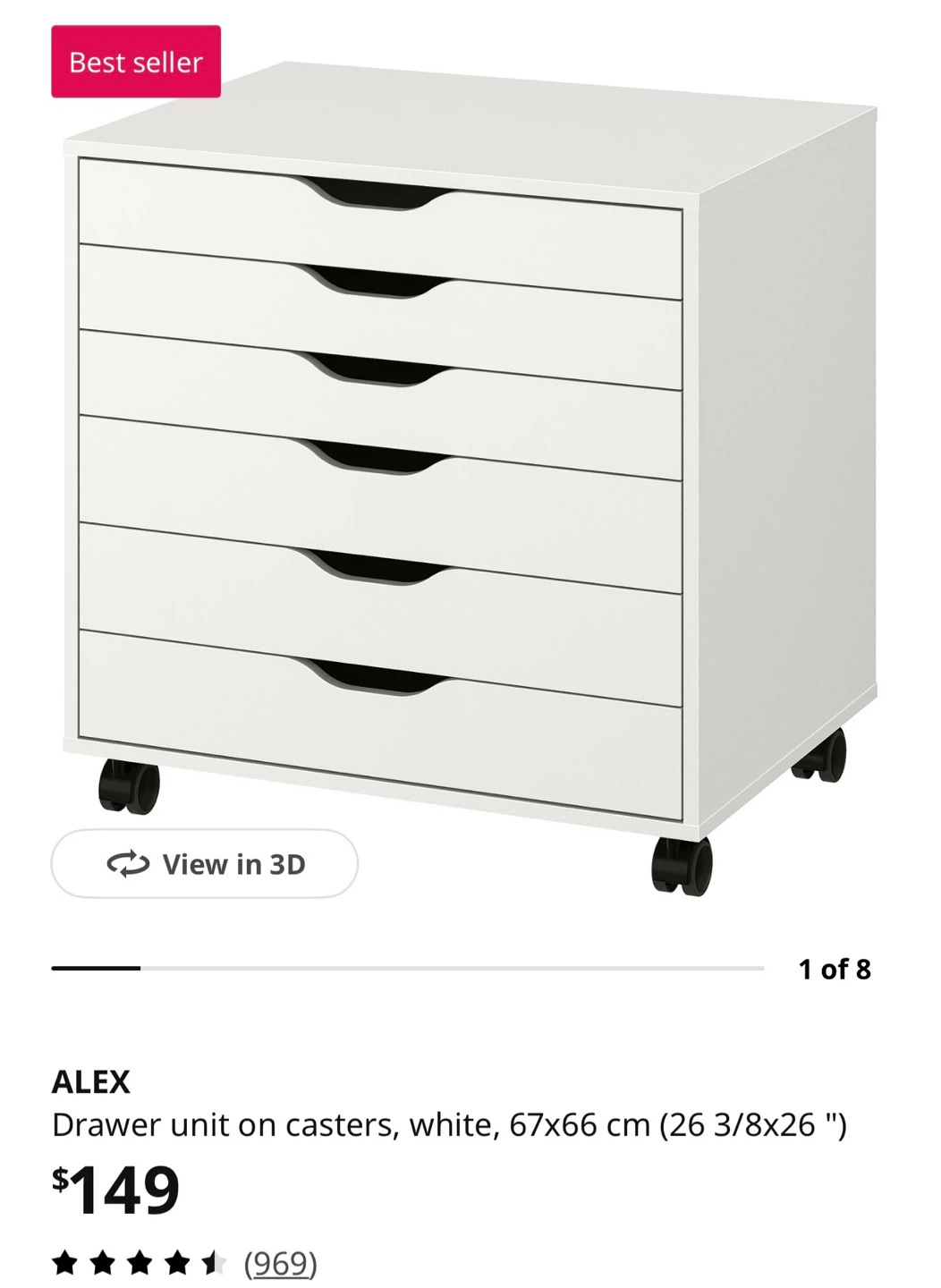 *Brand NEW/Unopened*- IKEA ALEX Drawer Unit on Casters White